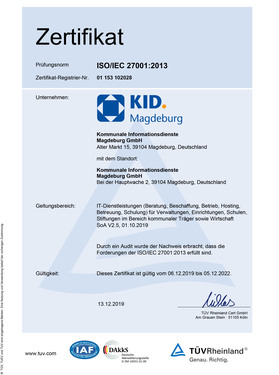 Zertifikat ISO 27001, Rezertifizierung 2019 